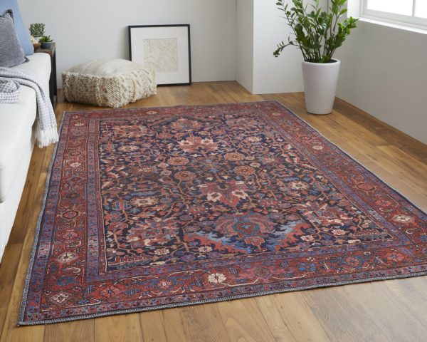 Feizy Rawlins 39HIF Red Navy Area Rug Fashion