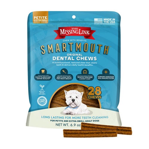 SmartMouth Original Dental Chews for Dogs Petite X-Small Dog 6.9 Oz by The Missing Link For Sale